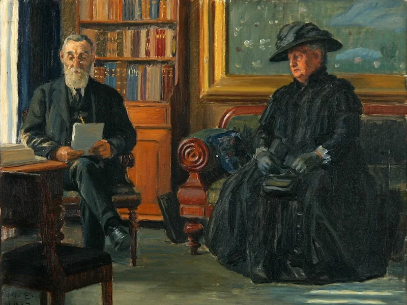 1852-Malthe Engelsted - Un gentiluomo legge la lettera di raccomandazione di una donna - 1915